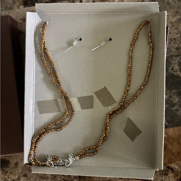 Hand Blown Glass Necklace Earrings Set Circle Multicolor Jewelry Accessory New - Picture 3 of 4